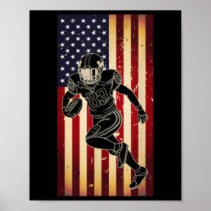 Amerikansk fotbollsspelare Usa Flagga Stolthet Fot Poster