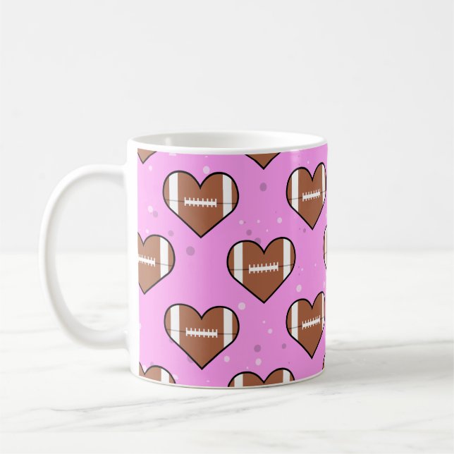 Amerikansk fotbollstextur i hjärtform  kaffemugg (Vänster)