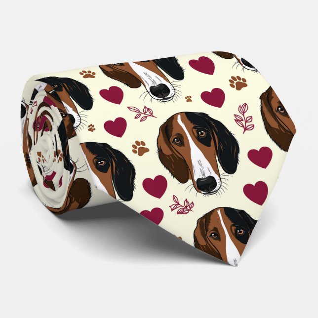 Amerikansk Foxhound Valentine Hearts Mönster Hund Slips (Rullad)