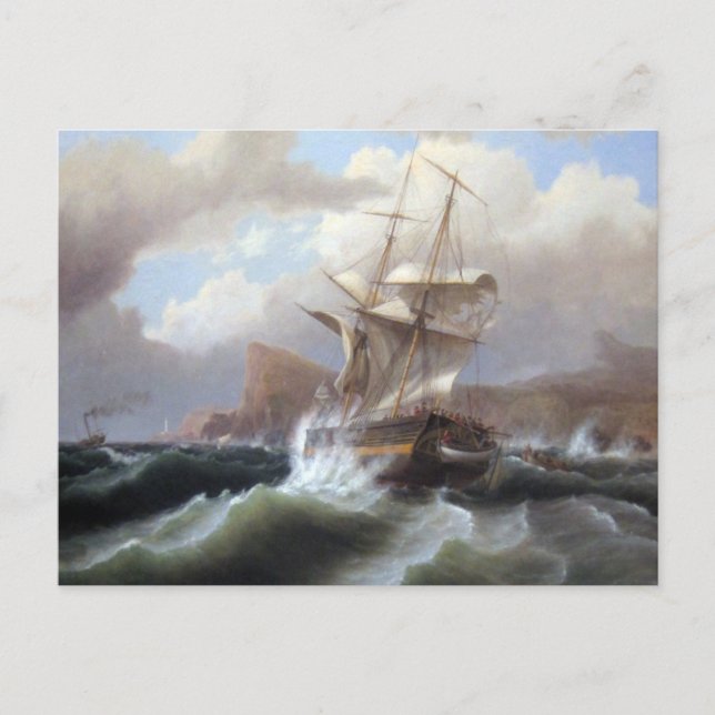 Amerikansk Frakt i Distress 1841 Vykort (Framsida)