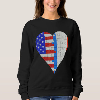 Amerikansk Fransk Flagga Heart T Shirt