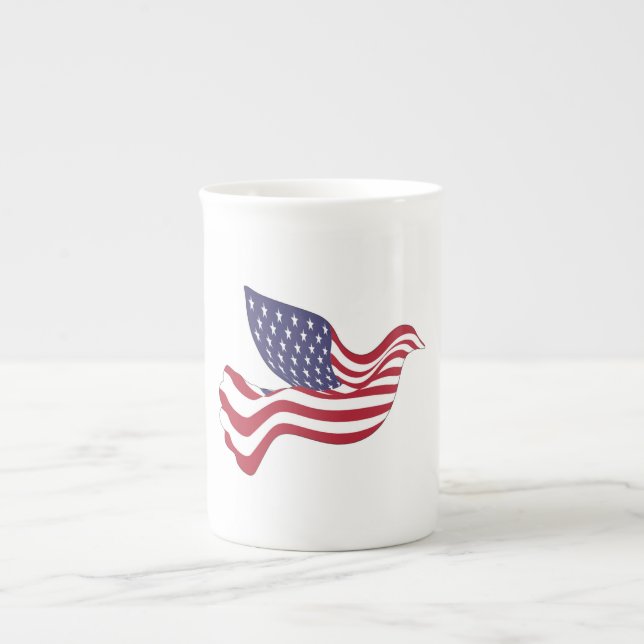 AMERIKANSK FRED DOVE BENPORSLIN MUGG (Framsidan)