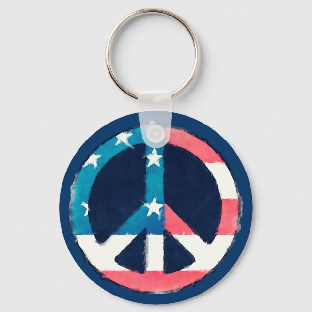 Amerikansk Fredstecken grunge Nyckelring (Framsida)