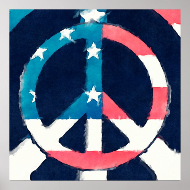 Amerikansk Fredstecken grunge Poster (Framsidan)