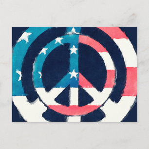 Amerikansk Fredstecken grunge Vykort