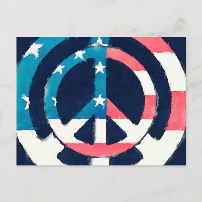 Amerikansk Fredstecken grunge Vykort (Framsida)