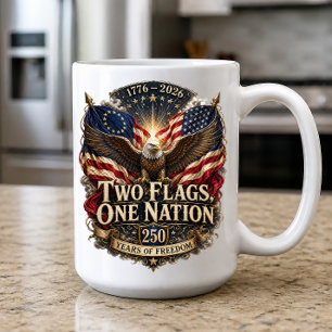 Amerikansk frihet 250-årsjubileum Två flaggor Kaffemugg