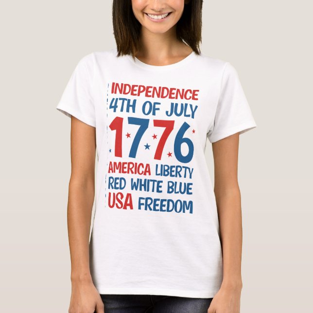 Amerikansk frihet, Röd, Vit, Blå, USA Frihet  T Shirt (Framsida)