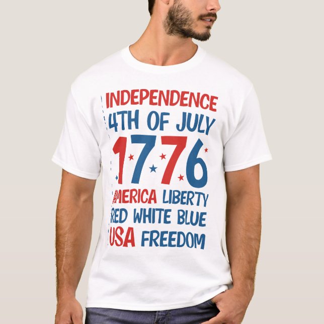 Amerikansk frihet, Röd, Vit, Blå, USA Frihet  T Shirt (Framsida)