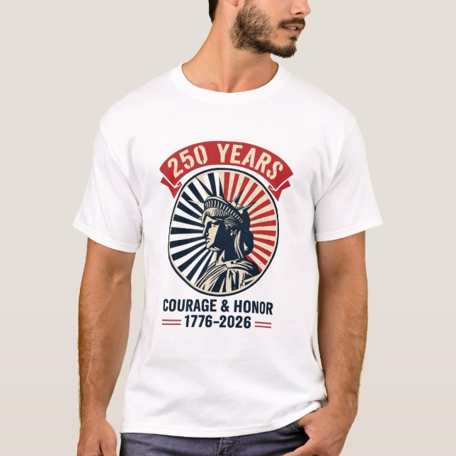 Amerikansk frihetsstaty Mod Hedersfirande T Shirt (Framsida)