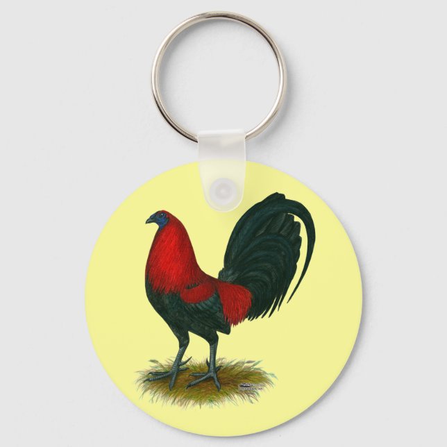 Amerikansk Gamecock:  Brunröd Nyckelring (Framsida)