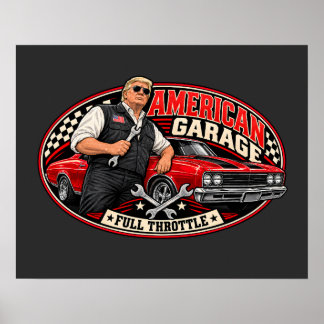 Amerikansk garage Full Throttle landskap Poster
