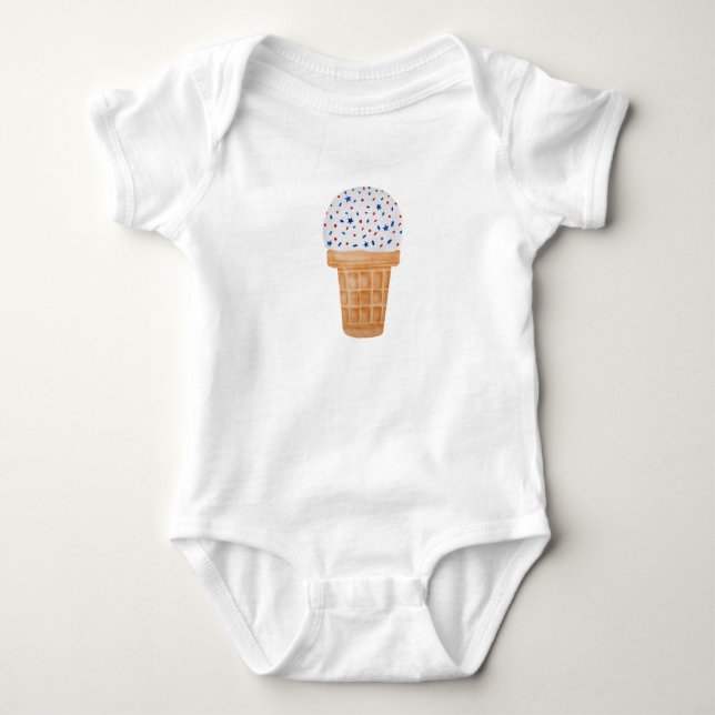 Amerikansk Glassbodysuit | 4 juli-stil T Shirt (Framsida)