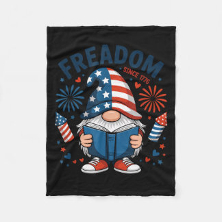 Amerikansk Gnom Läsare Freadom Flagga Patriotisk Fleecefilt