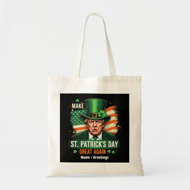 Amerikansk Gör St Patrick's Day Stor Igen Trump  Tygkasse (Framsidan)
