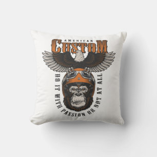 Amerikansk Gorilla Motorcykel Vintage Motorcyklist Kudde
