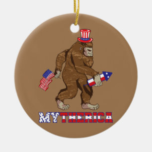 Amerikansk Gorilla Rocket Patriotic American Flagg Julgransprydnad Keramik