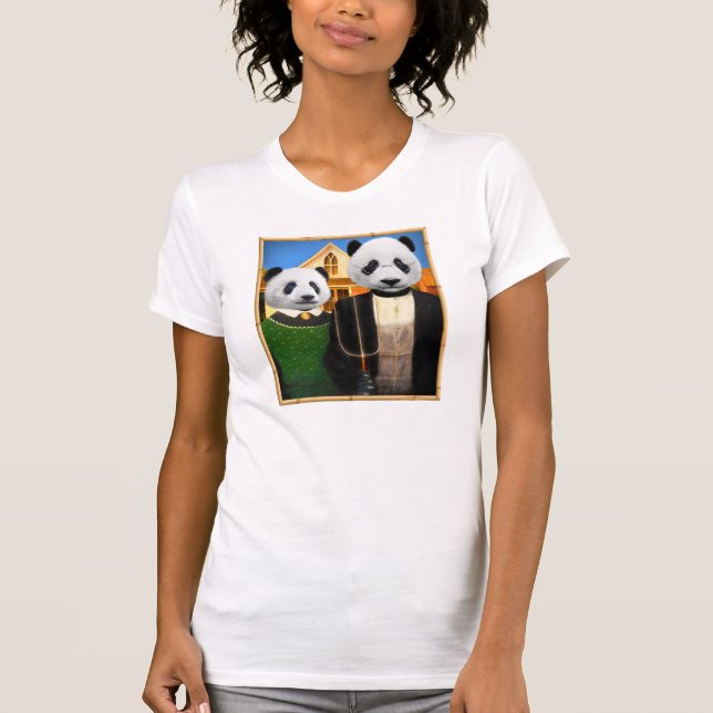 Amerikansk Gothic Panda med bamboo ram T-shirt (Framsida)