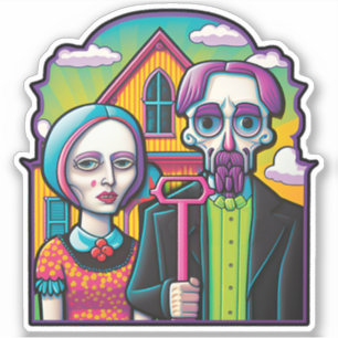 Amerikansk Gothic Pop Art Klistermärken