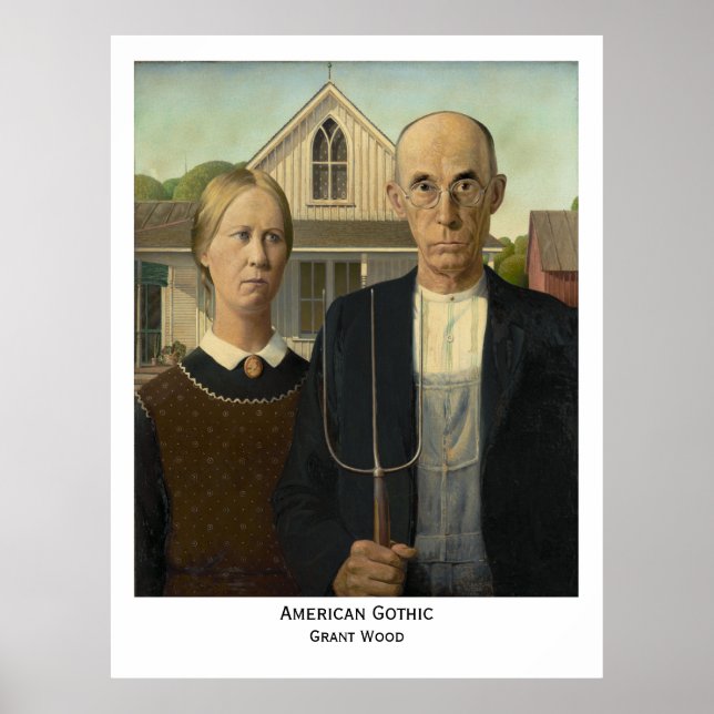 Amerikansk gotik, Grant Wood Print Poster (Framsidan)