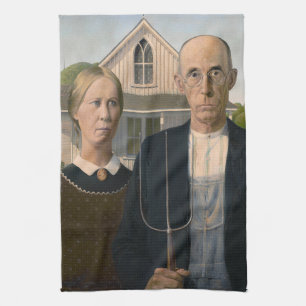 Amerikansk gotik: Land Life Poor Rural Farmer Kökshandduk
