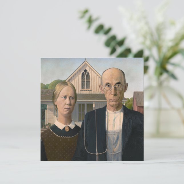 Amerikansk gotik: Landsbygdsliv fattig landsbygd b Julkort (Stående Fram)