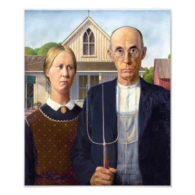 Amerikansk gotin | Grant Wood | Fototryck (Framsidan)