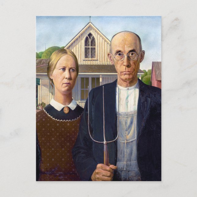 Amerikansk gotin | Grant Wood | Vykort (Framsida)