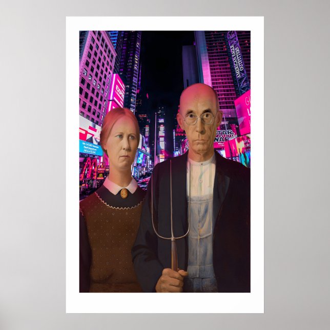 Amerikansk gotisk konsttryck Times Square Neon, US Poster (Framsidan)