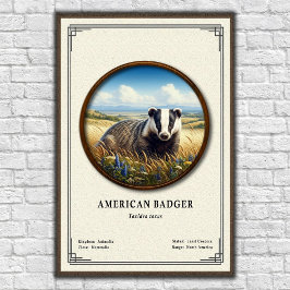 Amerikansk Grävling Zoologi Serie Poster
