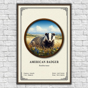 Amerikansk Grävling Zoologi Serie Poster