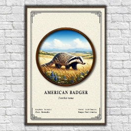 Amerikansk Grävling Zoologi Serie Poster