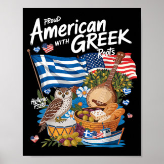 Amerikansk grekisk flagg outfit idé för kvinnor Gr Poster