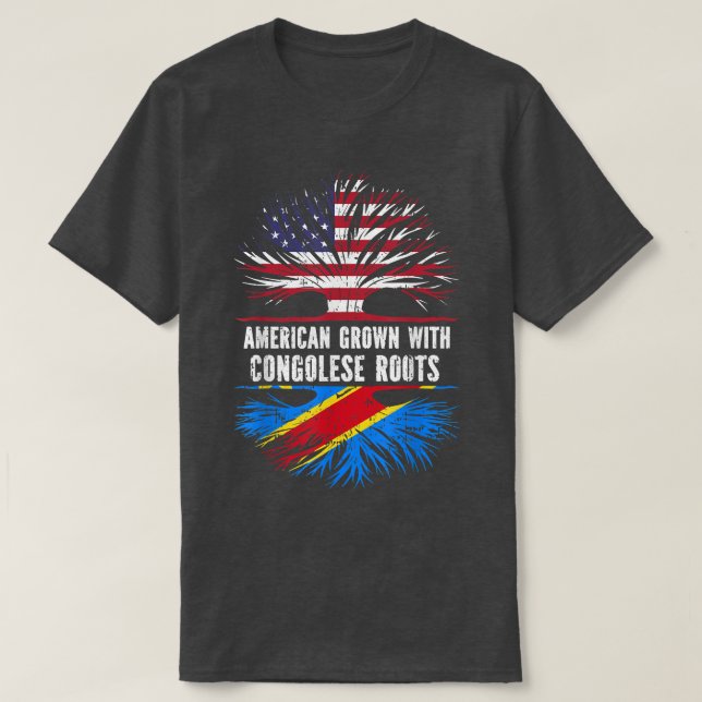 Amerikansk grodd med kongolesiska rötter USA flagg T Shirt (Design framsida)