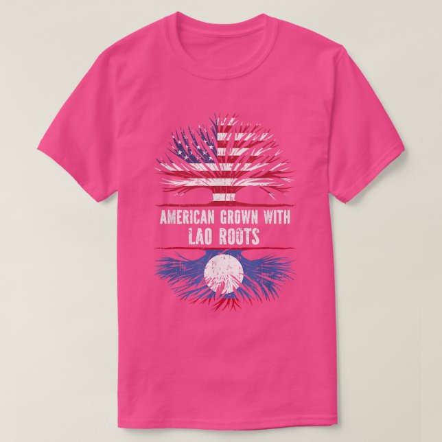 Amerikansk grodd med laotiska rötter USA flagga La T Shirt (Design framsida)