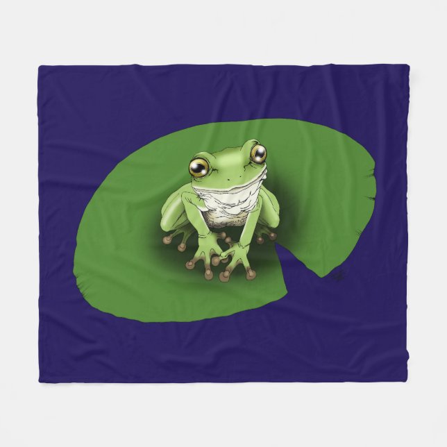 Amerikansk grön trädgrodas lily Pad Fleecefilt (Framsidan (Horisontell))