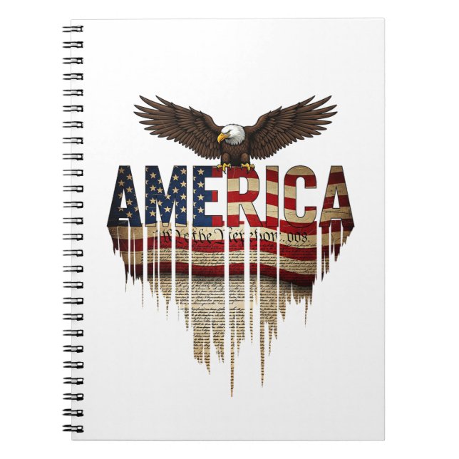 Amerikansk grunge flagga och örn anteckningsbok (Framsidan)