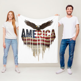 Amerikansk grunge flagga och örn fleecefilt