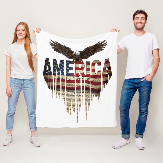 Amerikansk grunge flagga och örn fleecefilt (På plats)