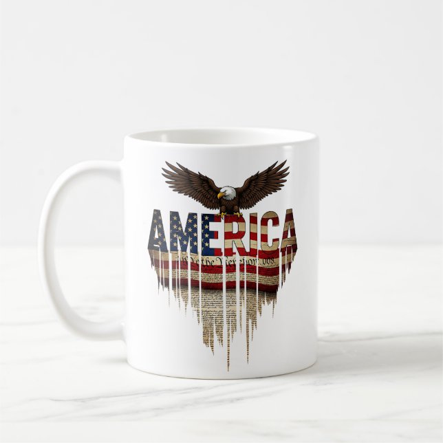 Amerikansk grunge flagga och örn kaffemugg (Vänster)