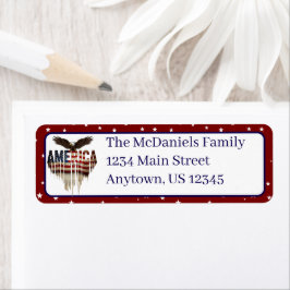Amerikansk grunge flagga och örn returadress etikett