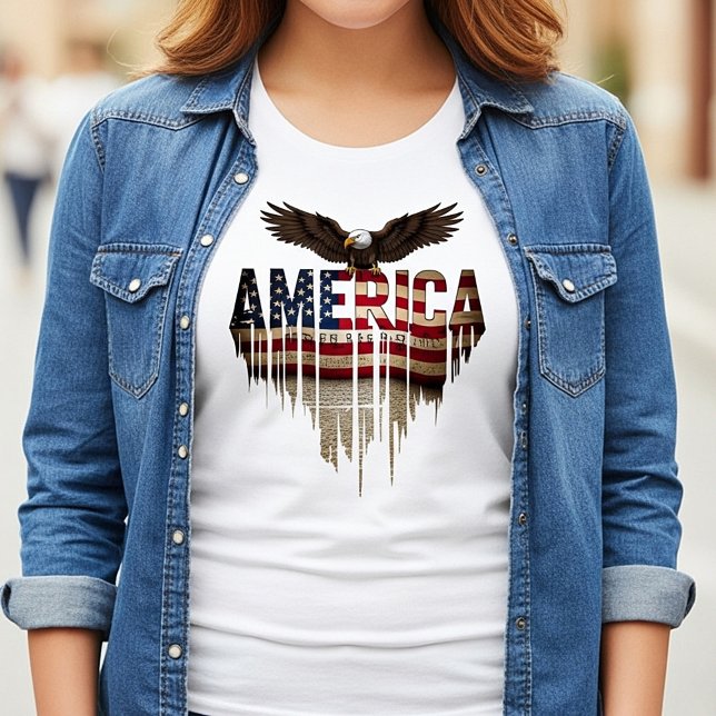 Amerikansk grunge flagga och örn t shirt (Skapare uppladdad)