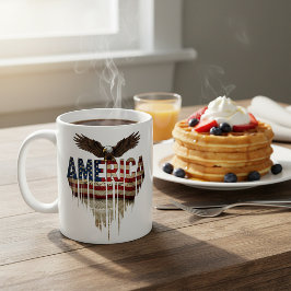 Amerikansk grungeflagga och örn kaffemugg