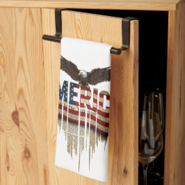 Amerikansk grungeflagga och örn kökshandduk