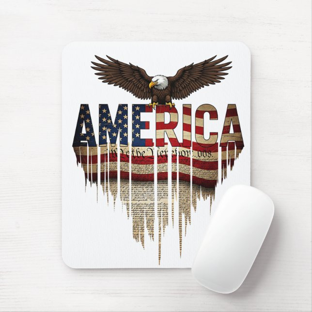 Amerikansk grungeflagga och örn musmatta (Med mus)