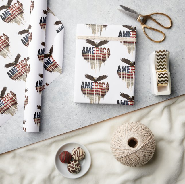 Amerikansk grungeflagga och örn presentpapper (Hantverk)