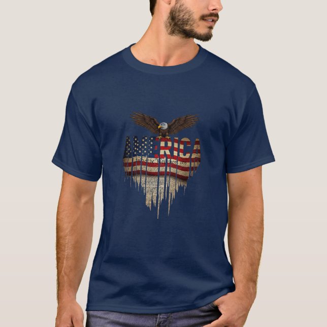 Amerikansk grungeflagga och örn t shirt (Framsida)