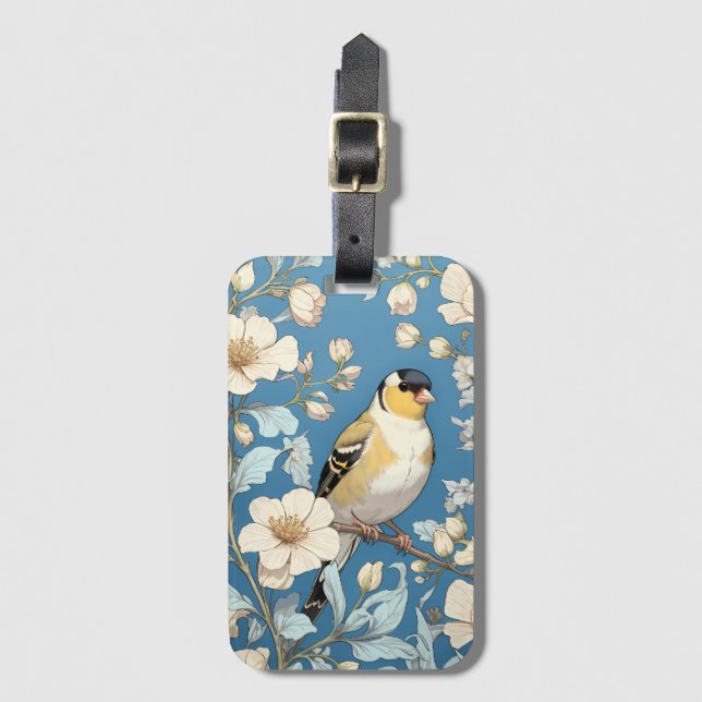 Amerikansk Guldfink William Morris-Inspirerad Bagagebricka (Framsida vertikal)