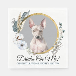 Amerikansk hailess Terrier Bröllop Napkins with Hu Pappersservett