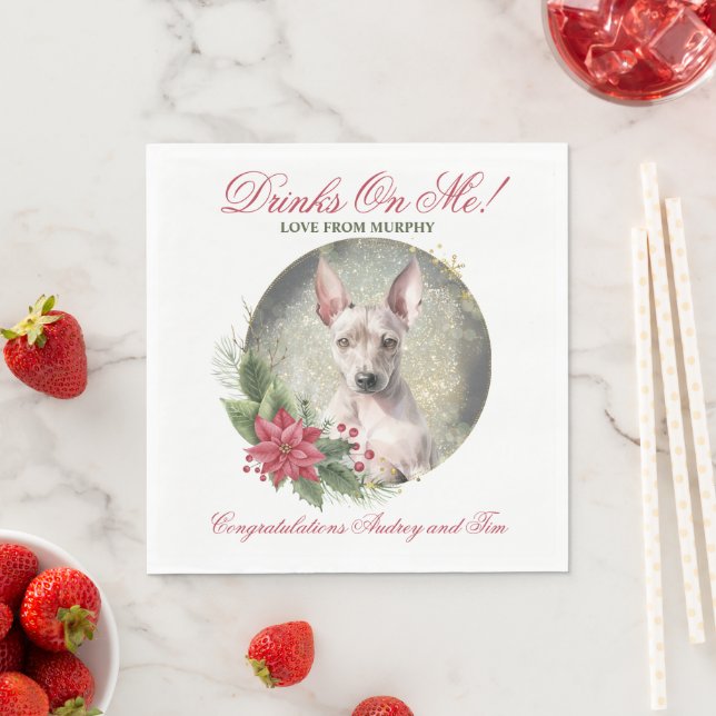 Amerikansk hailess Terrier Bröllop Napkins with Hu Pappersservett (Insitu)